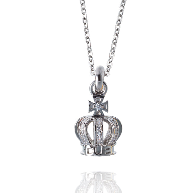 DUBj-264-1 Tiny Crown Necklace SILVER