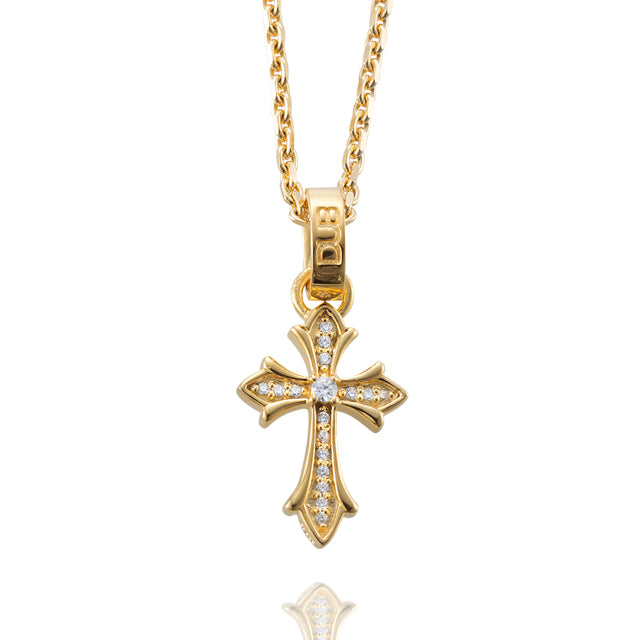 DUBj-266-3 Double face Cross Necklace YELLOW GOLD