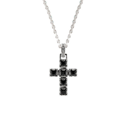 DUBj-289-1 Crown Cross Necklace -black-